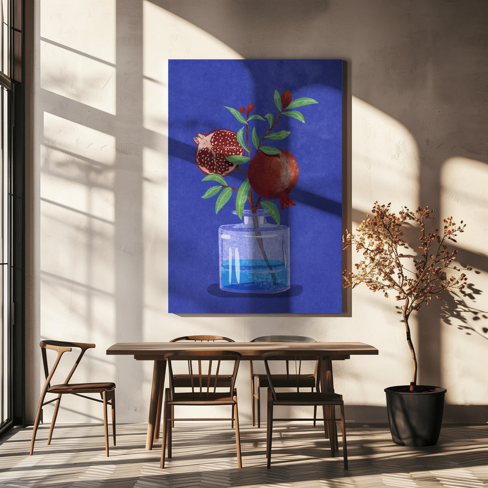 Granatapfel in Vase | Leinwand-Bilder