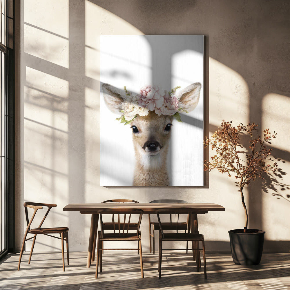Bébé cerf fleuri | Tableaux sur Toile