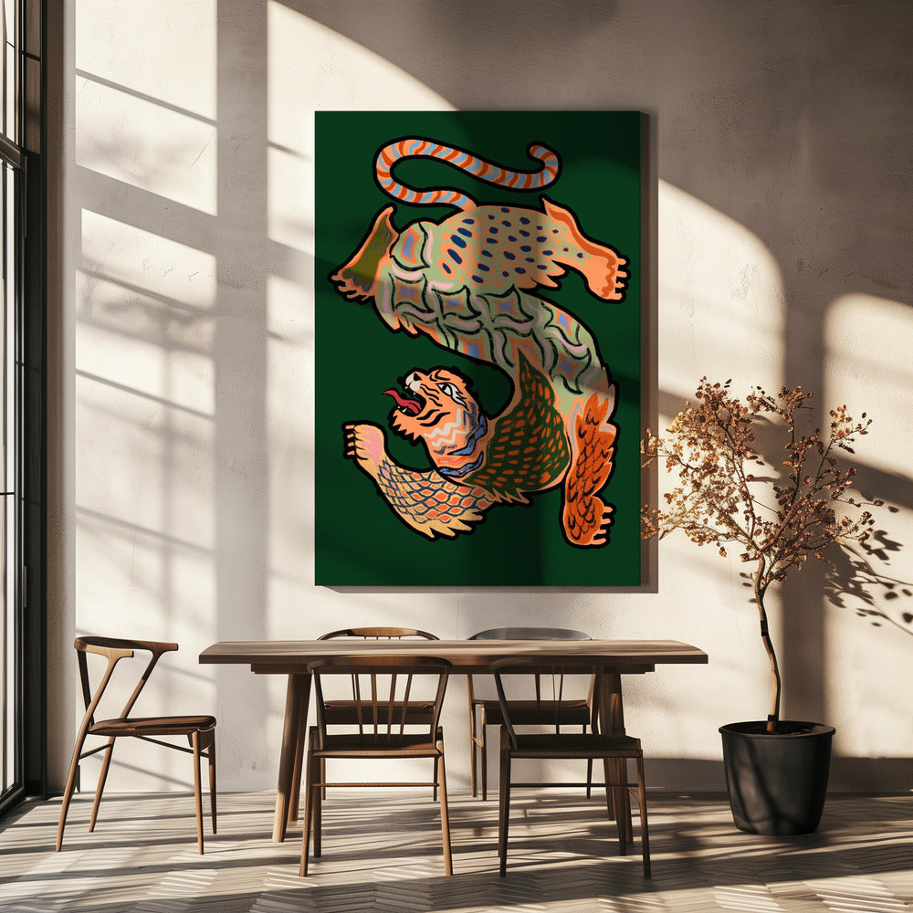 Asiatischer Tiger Grün | Leinwand-Bilder