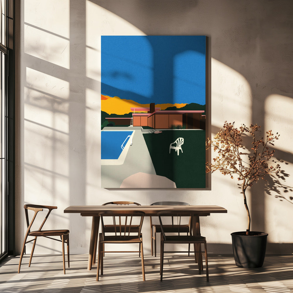 Kaufmann Desert House przy basenie | Wydruki na łótnie