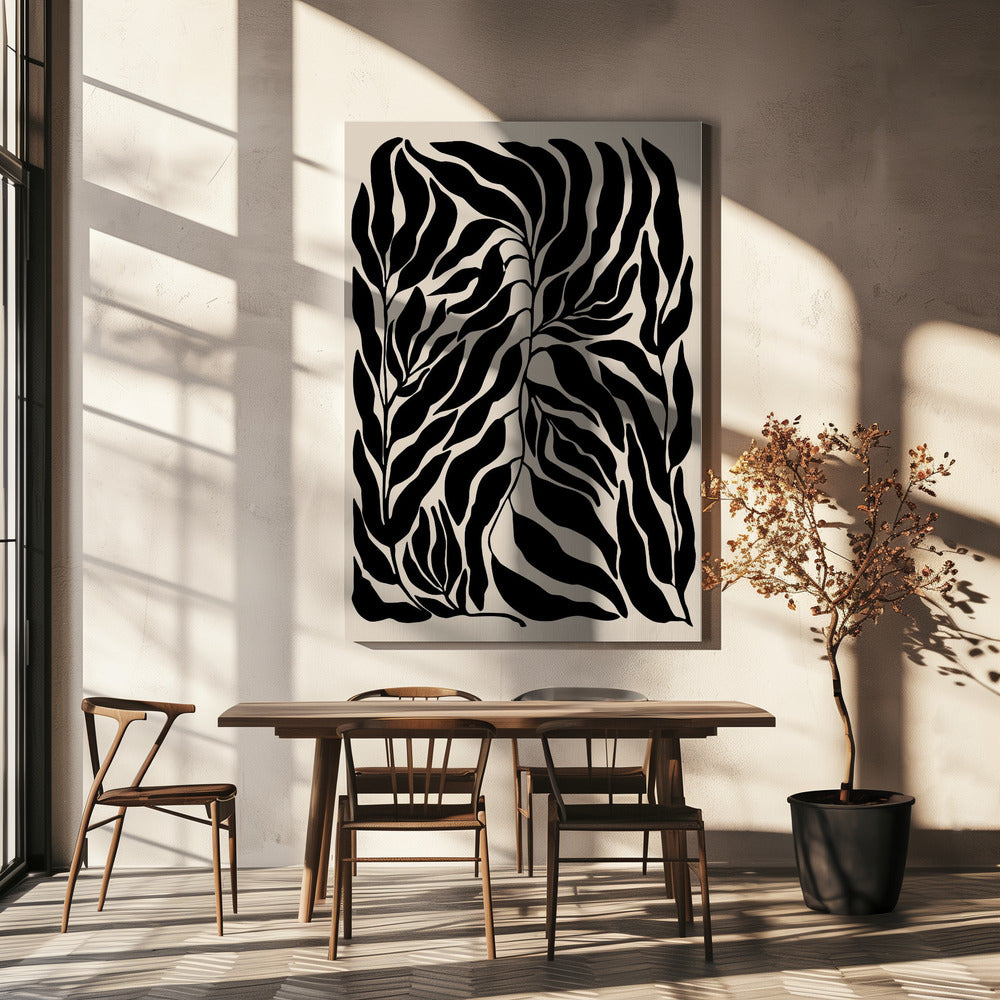 Zwarte bladsilhouetten | Canvasprints