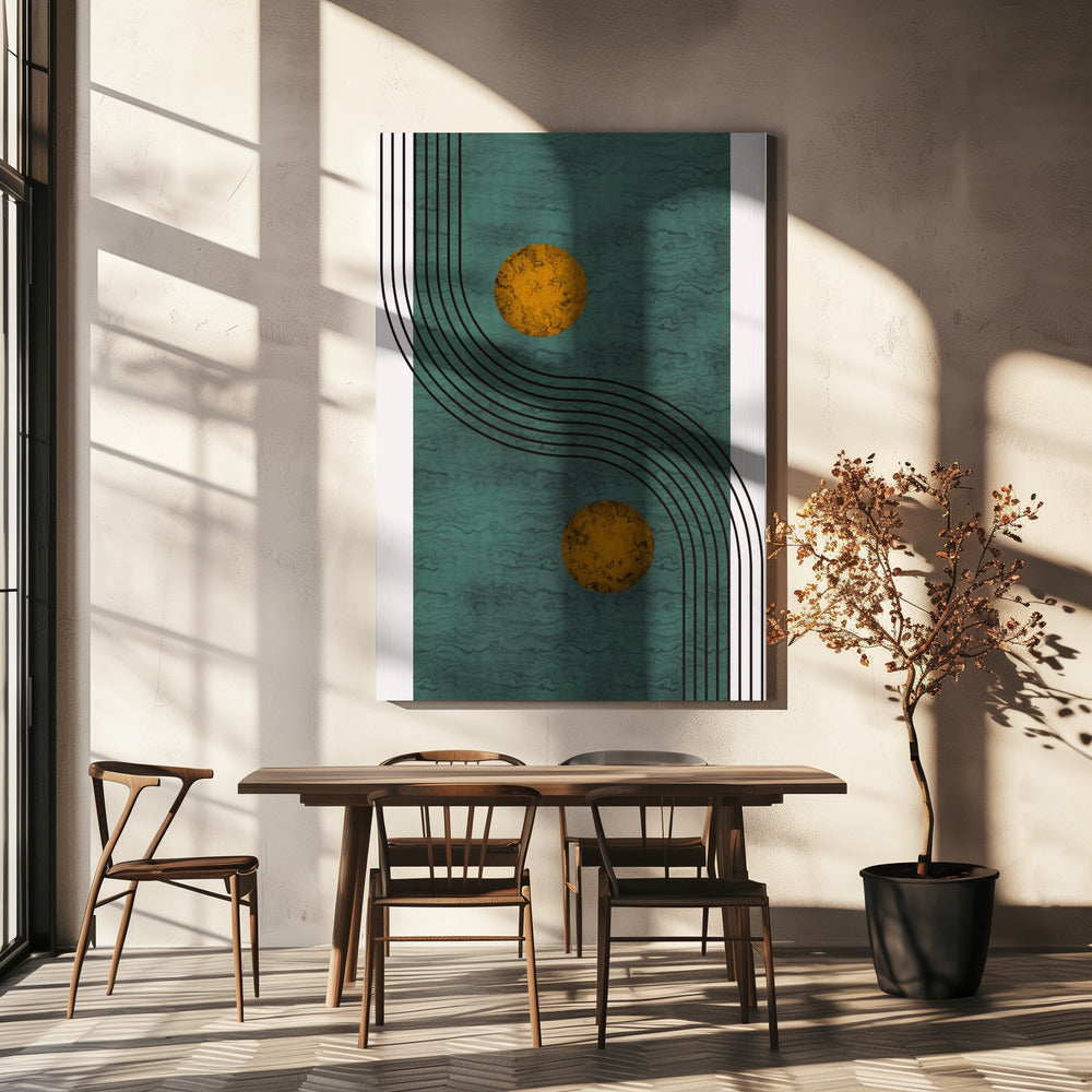 Aquamarin-Marmor mit goldener Kugel | Leinwand-Bilder