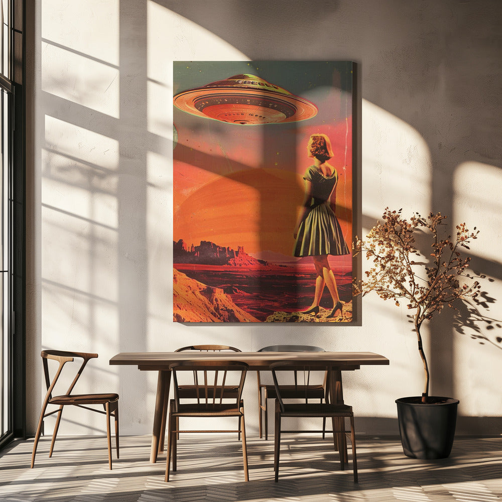 Retro-futuristic Scene With A Woman | Canvas