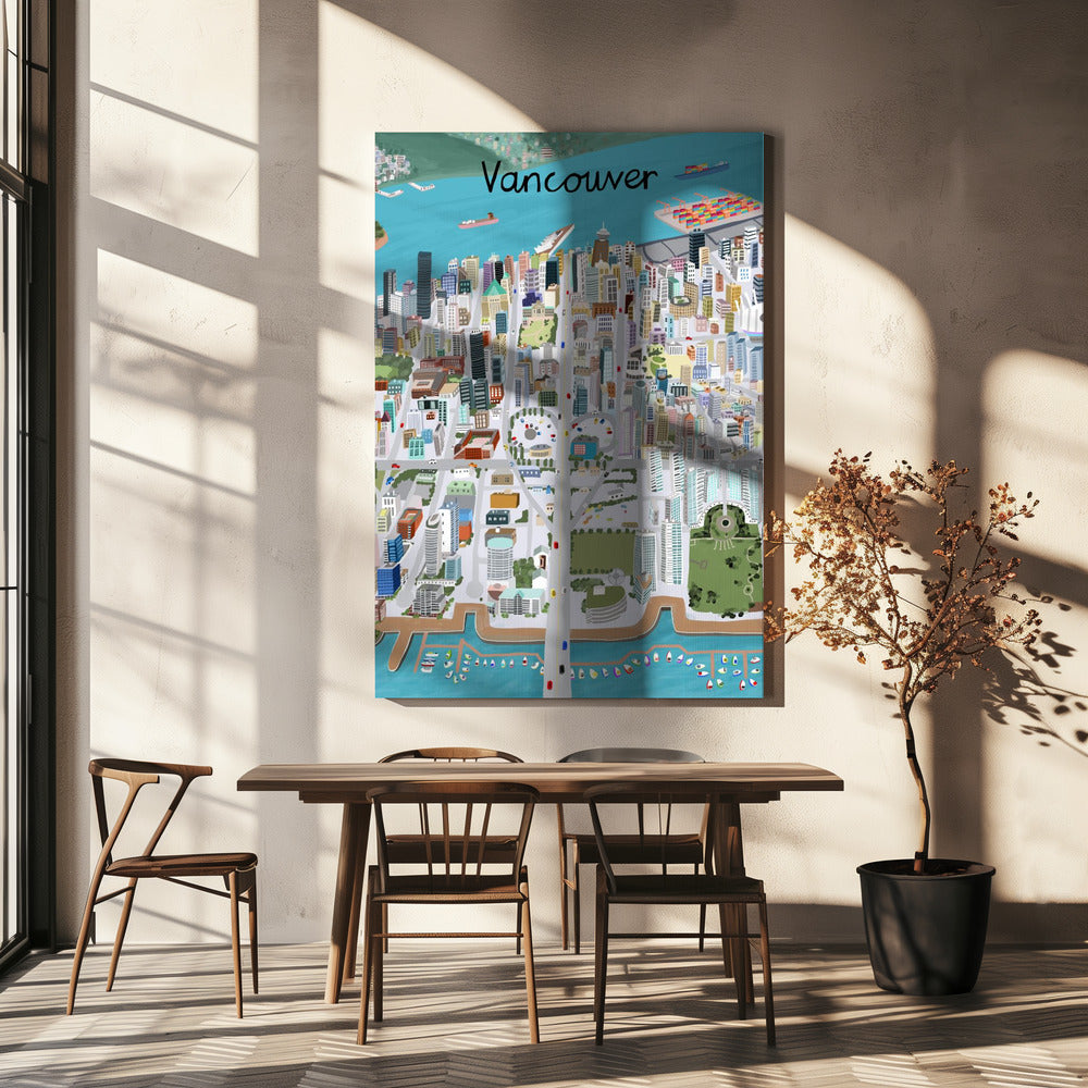 Vue sur la ville de Vancouver par l'artiste Carla Daly | Tableaux sur Toile