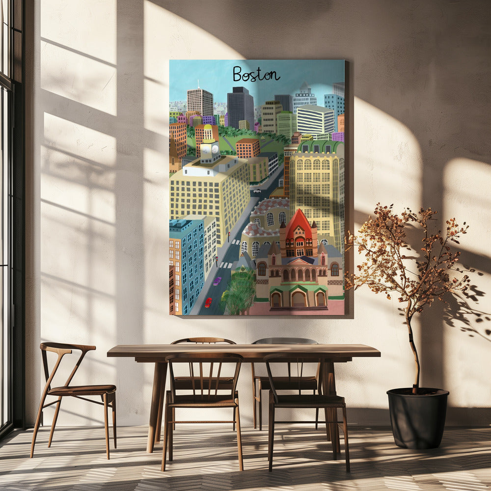 Trinity Church og Boston City Skyline af kunstneren Carla Daly | Lærredsbilleder