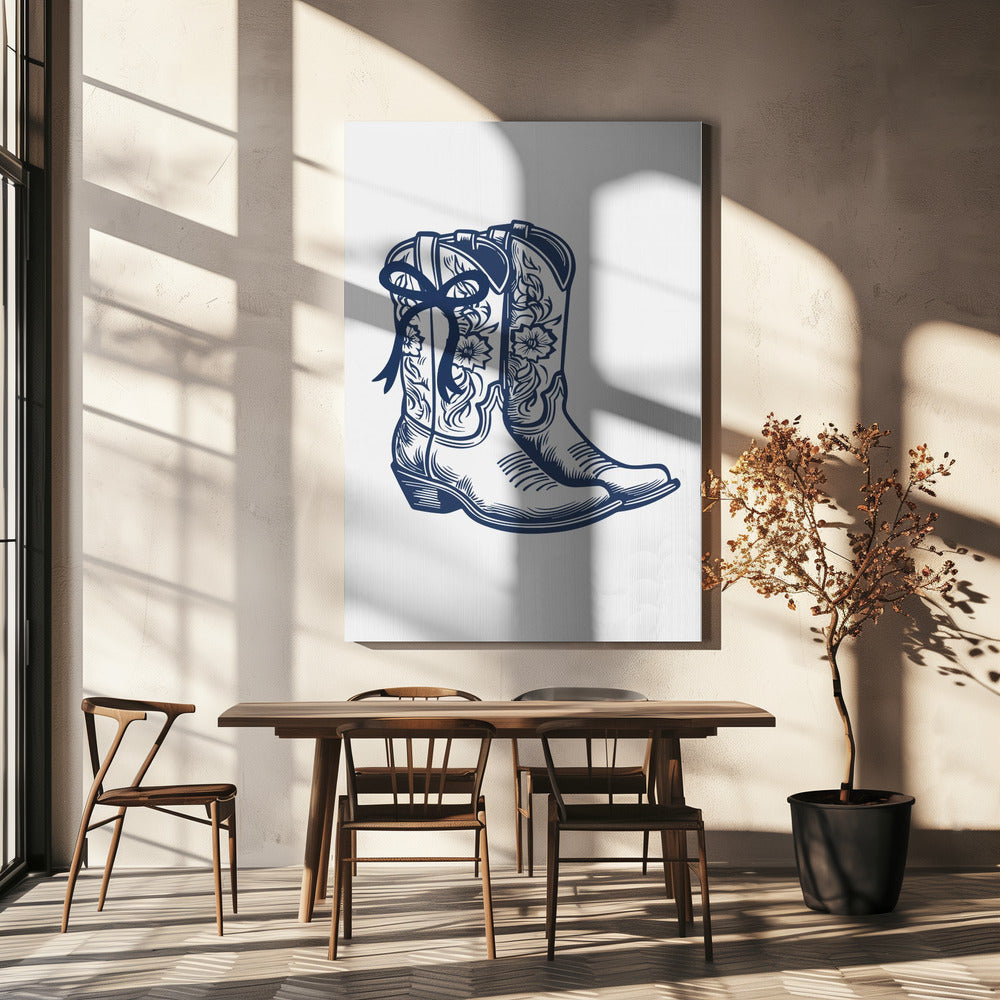 Bottes de cow-girl bleu marine avec nœud | Tableaux sur Toile