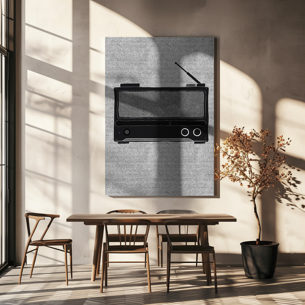 Monochrome Depiction Of A Vintage Radio | Canvas