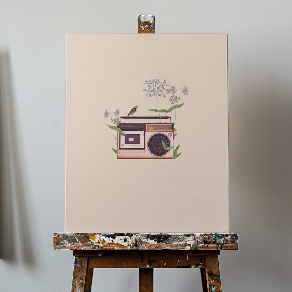 Blomsterradio i vintage-stil | Lerretsbilder