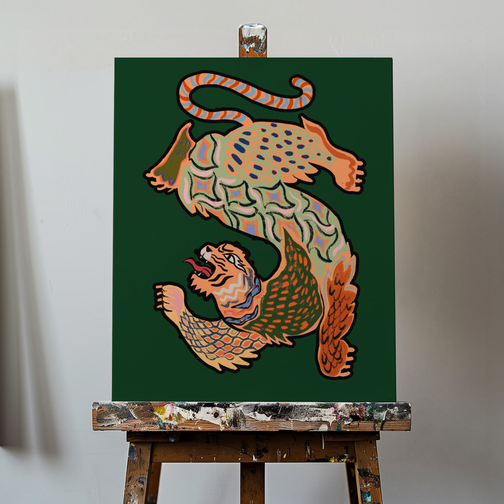 Asiatischer Tiger Grün | Leinwand-Bilder