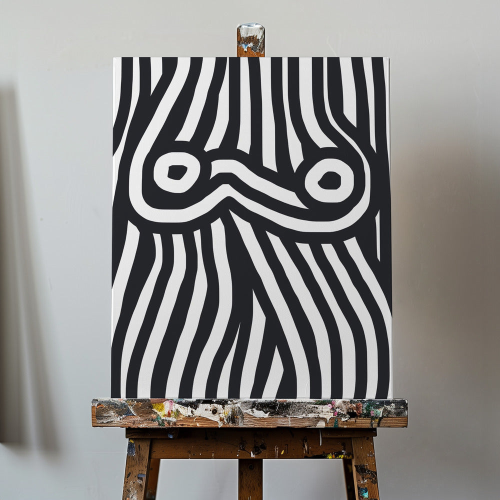Black and White Striped Nude | Canvas