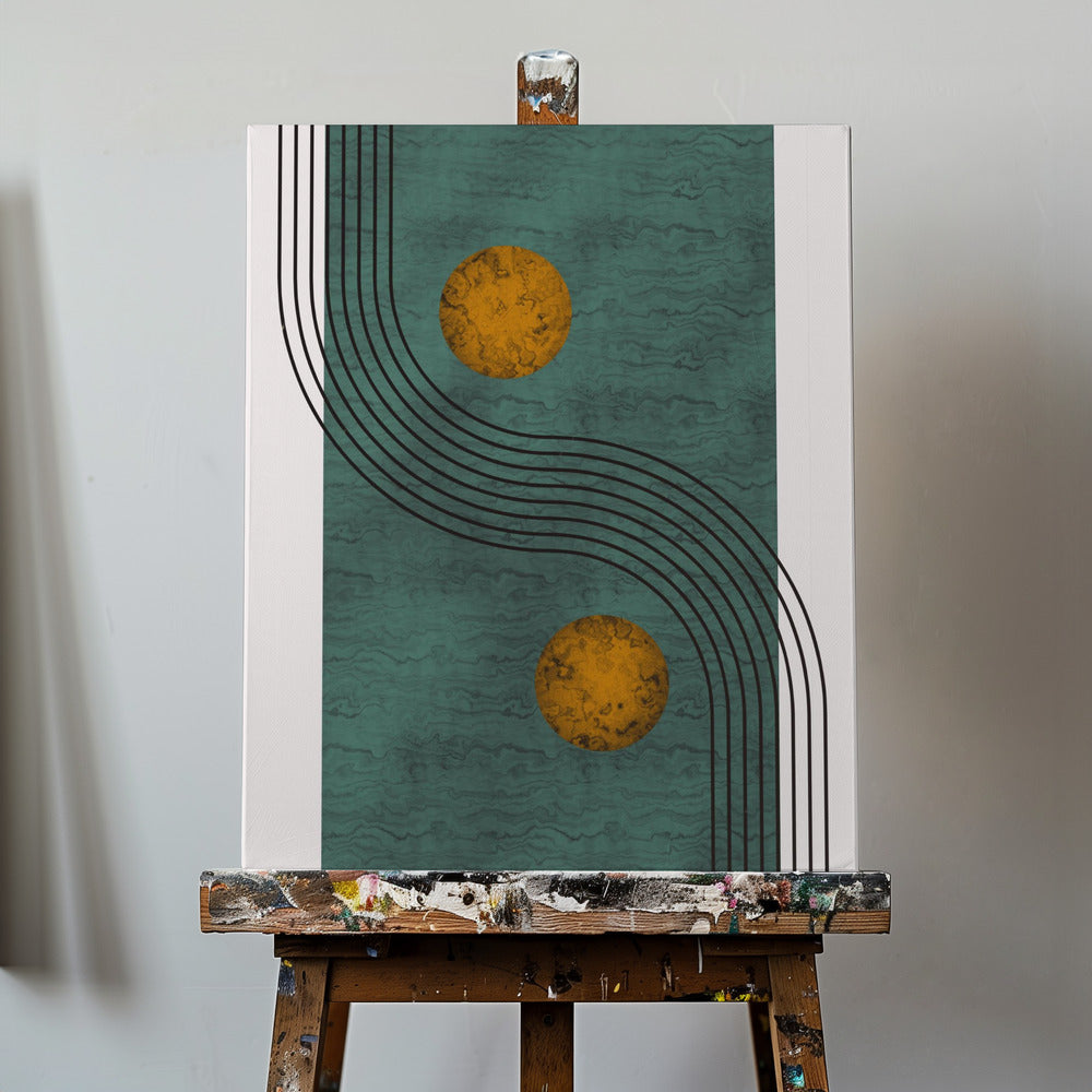 Aquamarin-Marmor mit goldener Kugel | Leinwand-Bilder