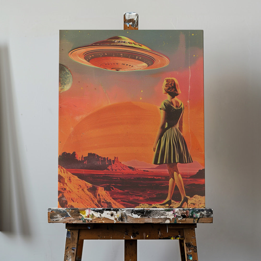 Retro-futuristic Scene With A Woman | Canvas