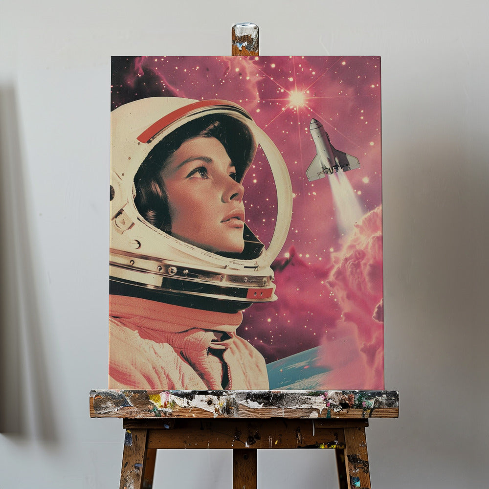 Astronaut Girl in a Space | Canvas