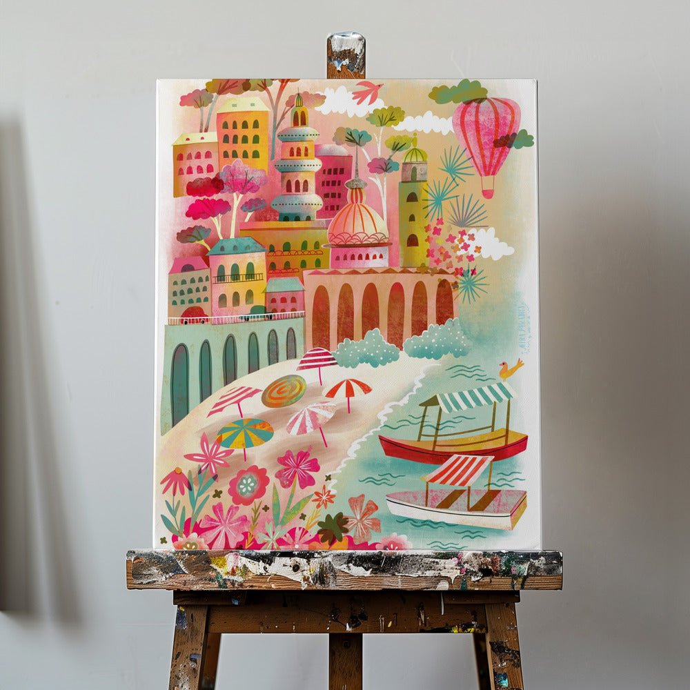 Amalfikusten Sommarutsikt Luftballong | Canvas