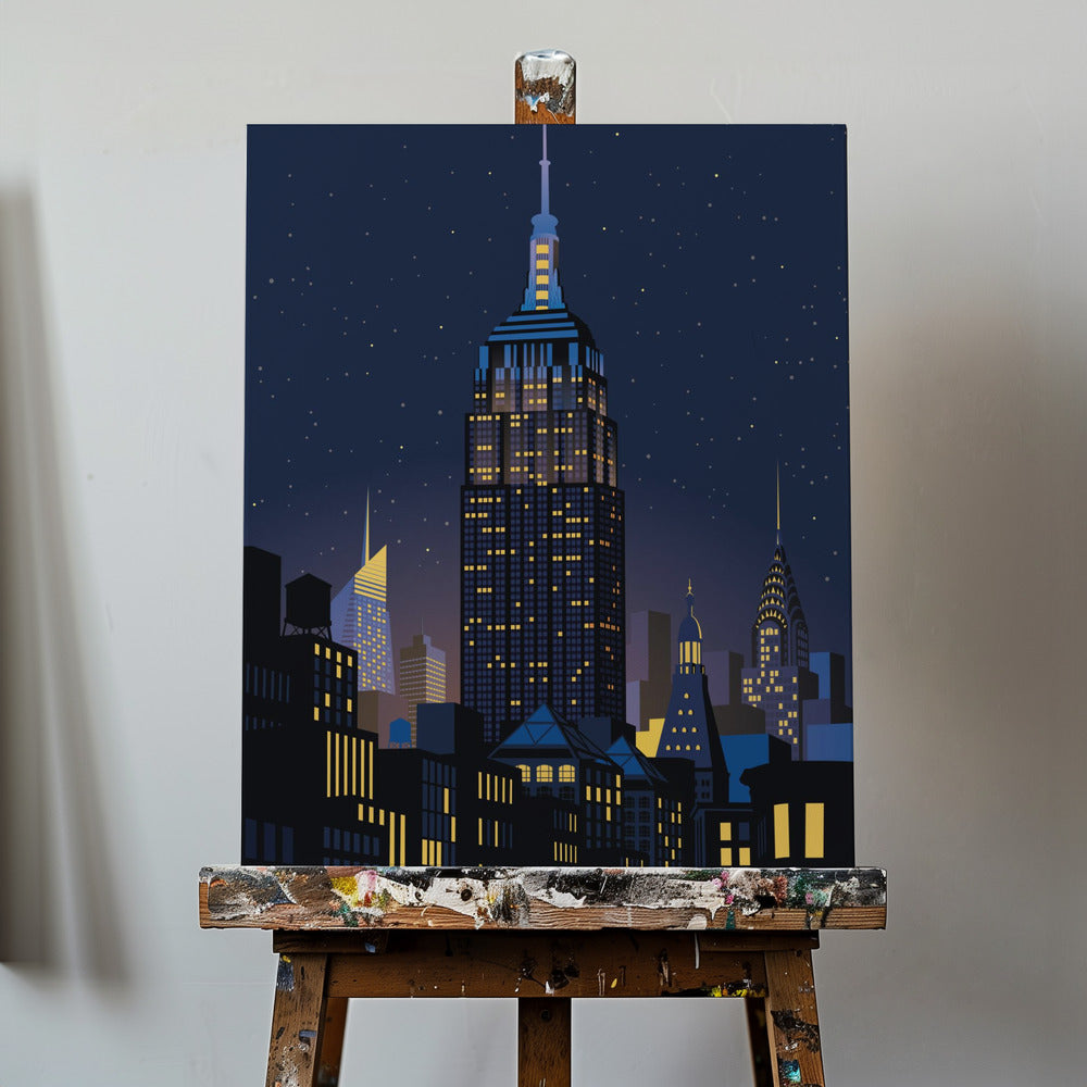 NYC Manhattan om natten | Lærredsbilleder