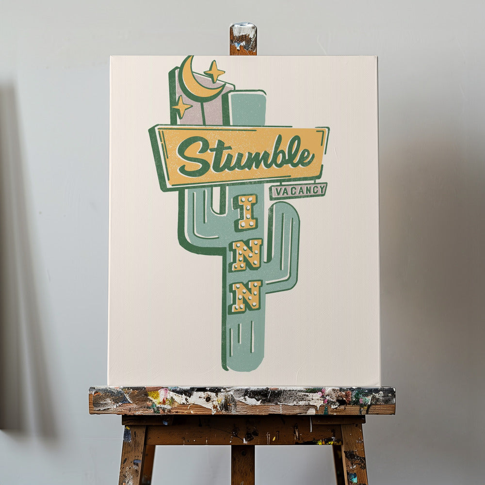Arte del motel Stumble Inn Southwestern Roadside | Impresiones en Lienzo