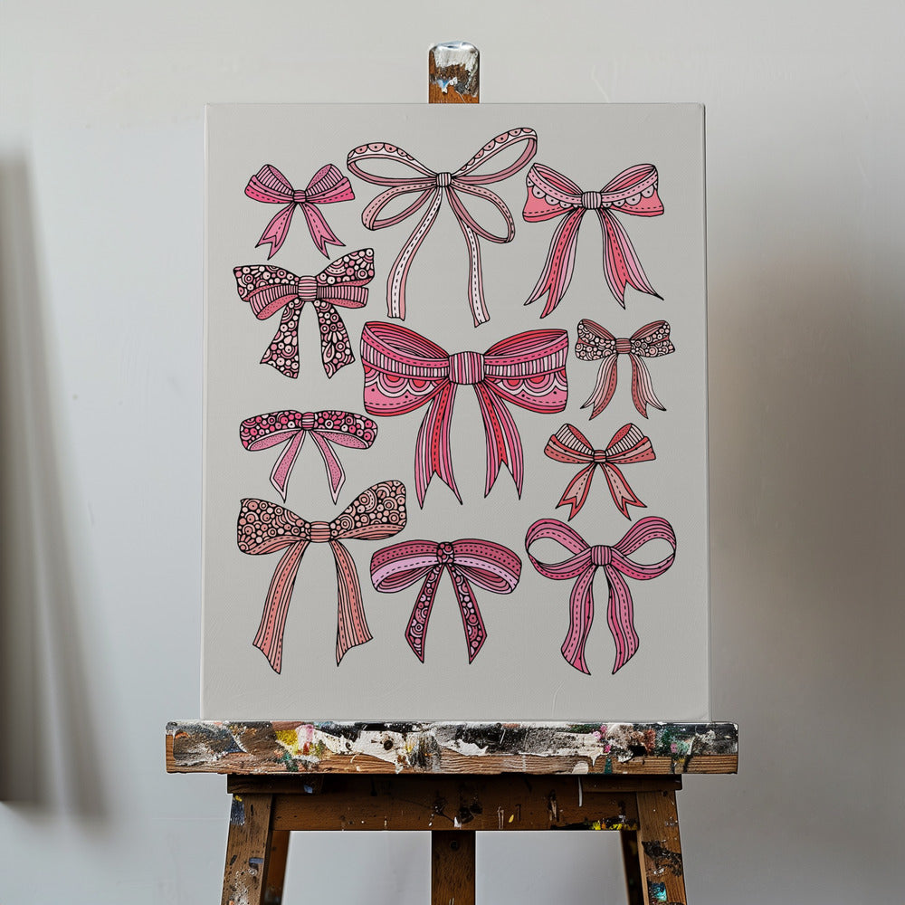 Noeuds roses et lignes noires | Tableaux sur Toile