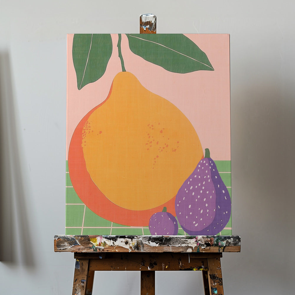 Fruktillustration Päron och fikon | Canvastavla