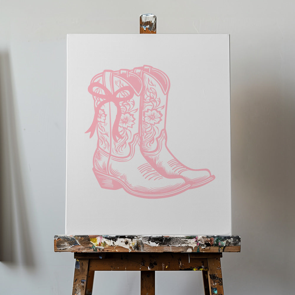 Botas vaqueras rosas con lazo | Impresiones en Lienzo