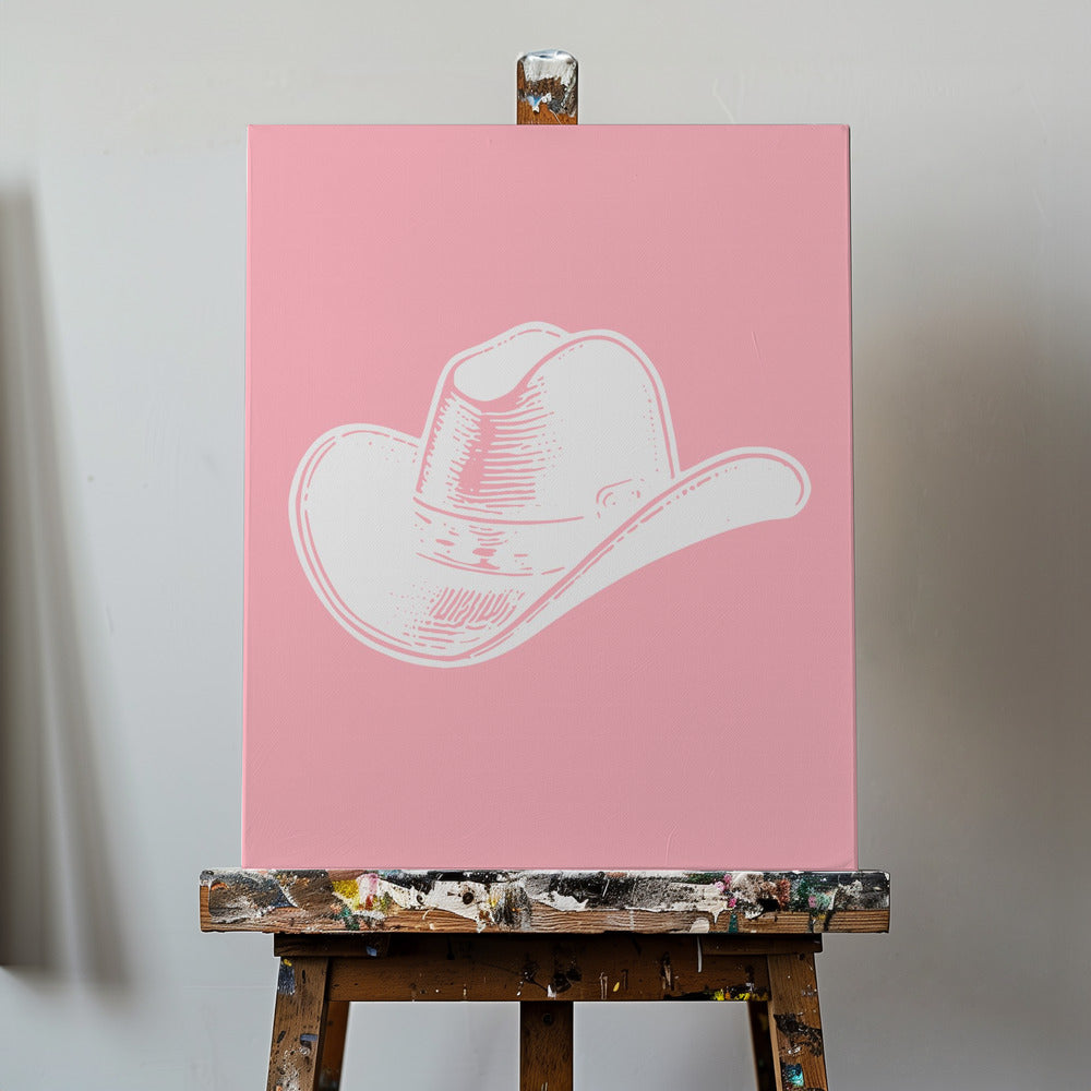 Sombrero de vaquero rosa | Impresiones en Lienzo