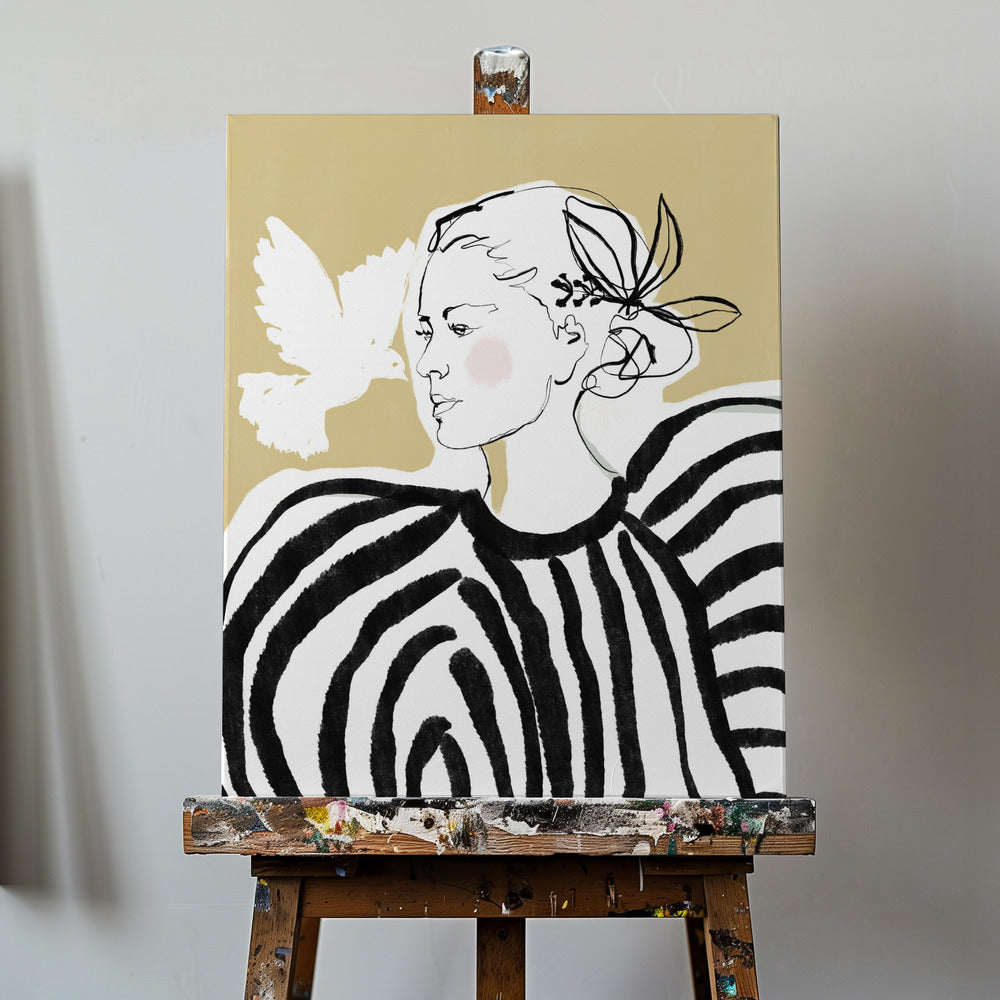 Woman Profile with a Zebra Stripe Pattern | Canvas