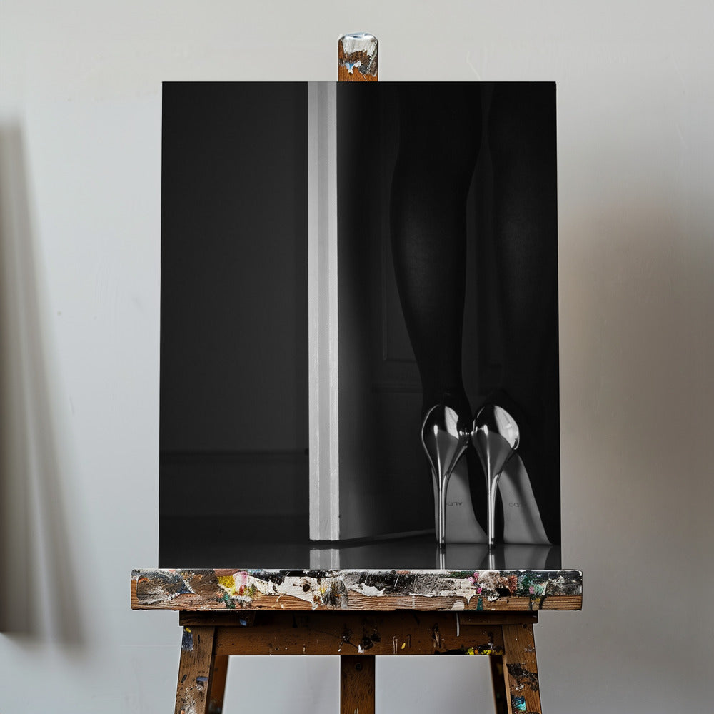 svart + vit + dörr | Canvas