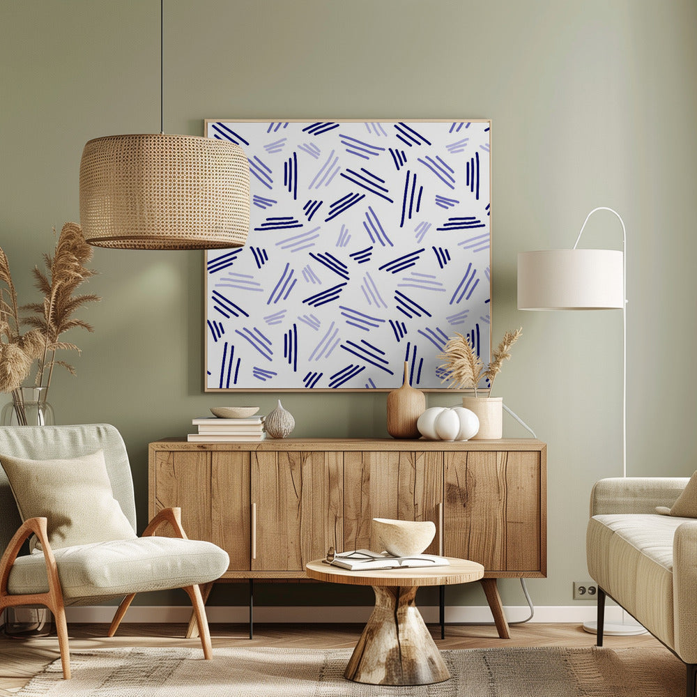 Falling Triple Lines Navy Blue | Canvas