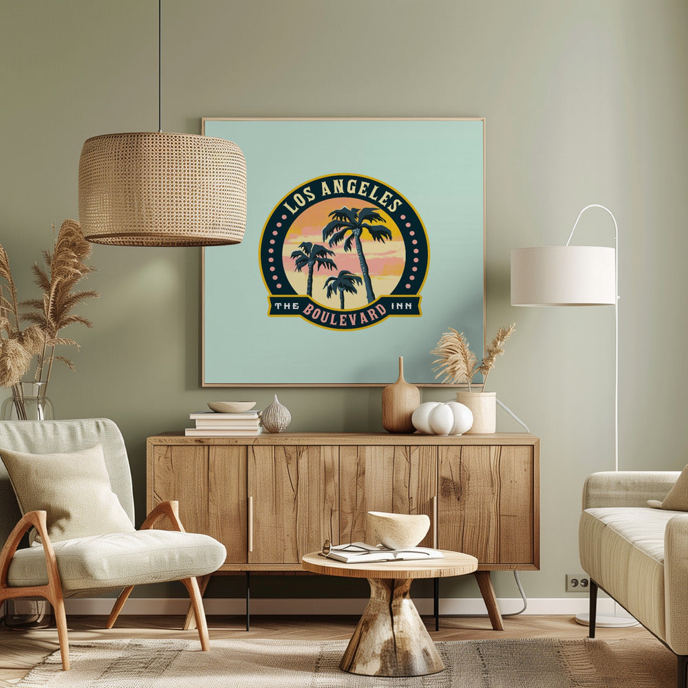 Los Angeles California Boulevard Inn Travel Art | Canvas