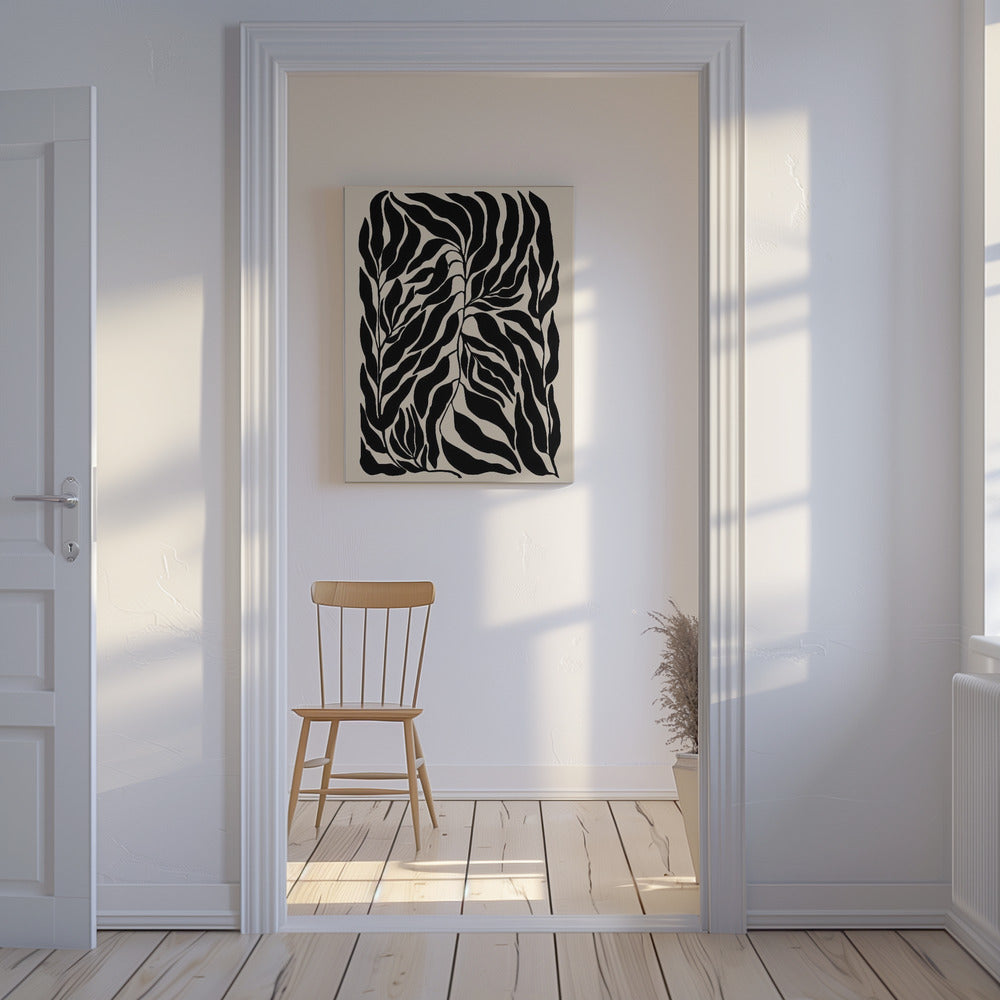Zwarte bladsilhouetten | Canvasprints