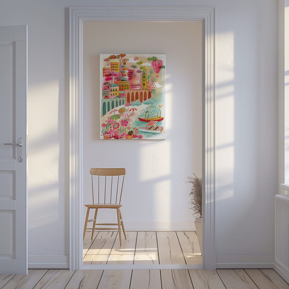 Amalfikusten Sommarutsikt Luftballong | Canvas