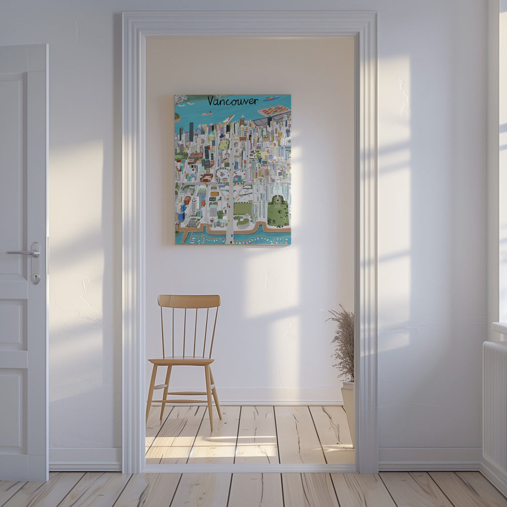 Vue sur la ville de Vancouver par l'artiste Carla Daly | Tableaux sur Toile