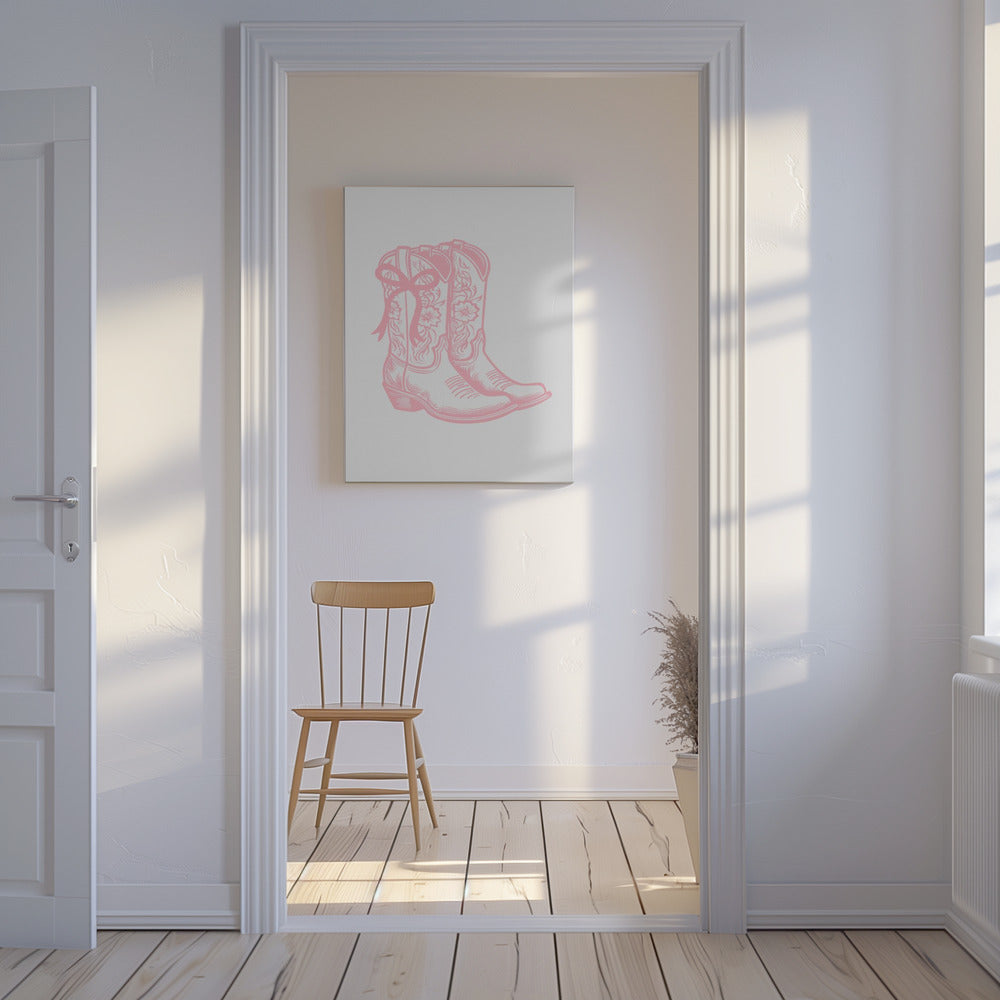 Botas vaqueras rosas con lazo | Impresiones en Lienzo
