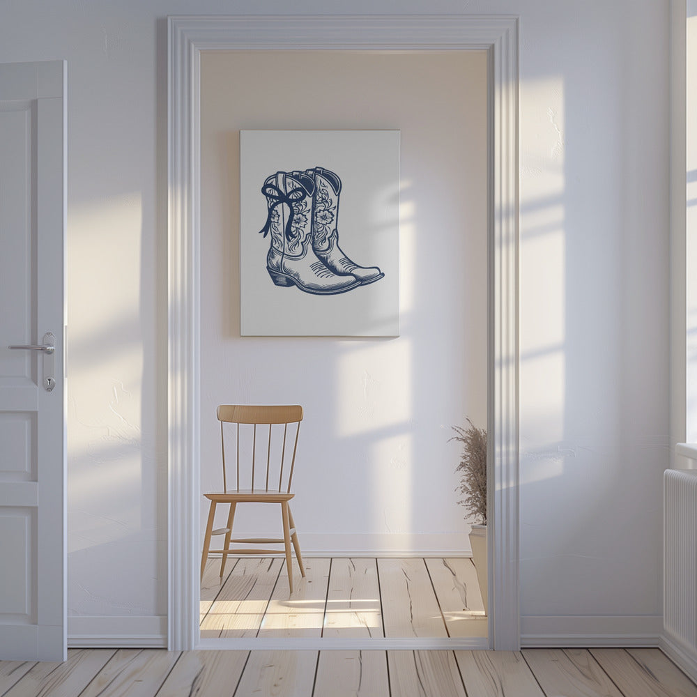 Bottes de cow-girl bleu marine avec nœud | Tableaux sur Toile