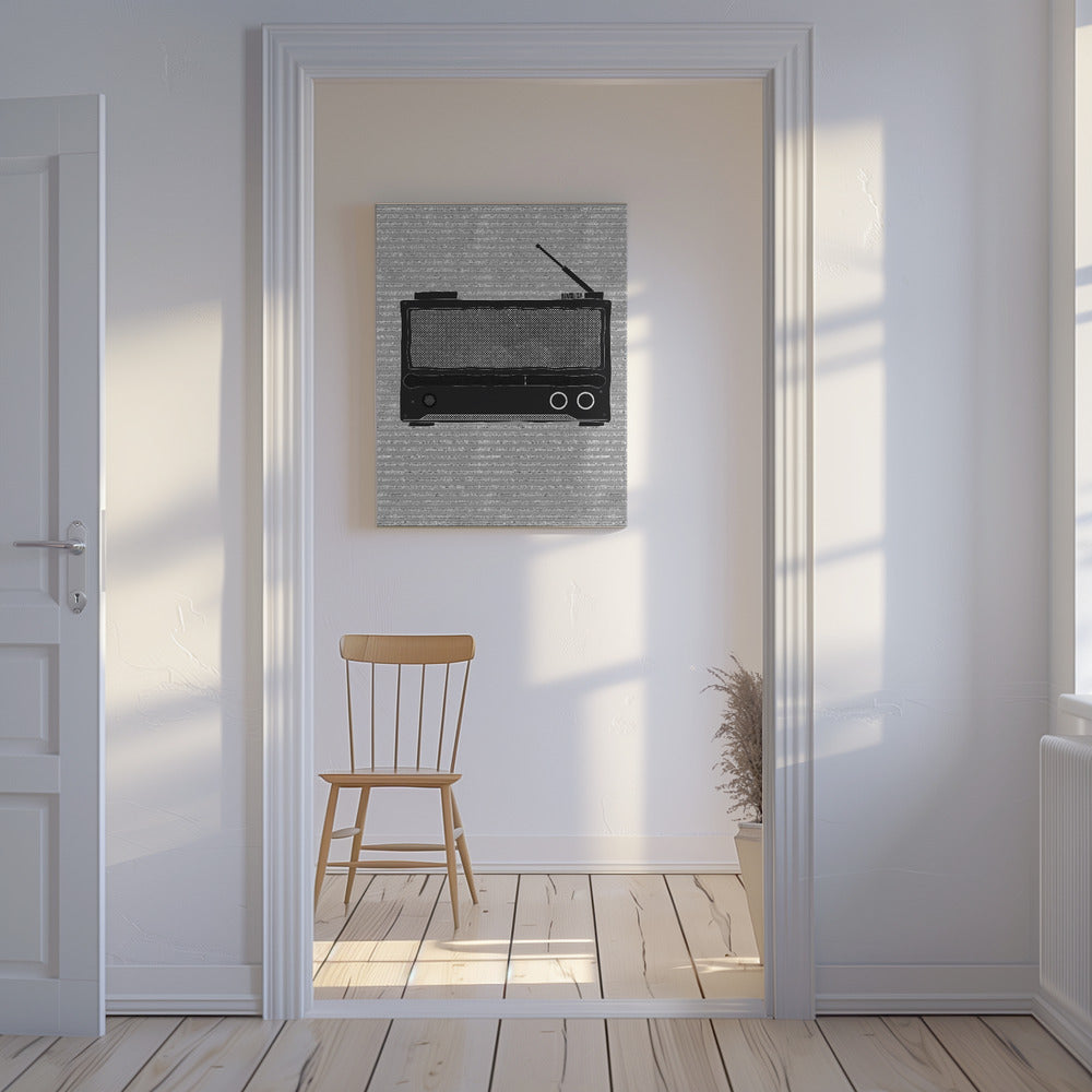 Monochrome Depiction Of A Vintage Radio | Canvas