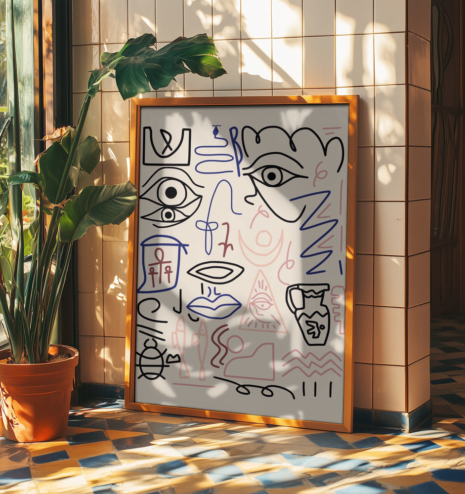 Line Art Cave Drawing | Poster