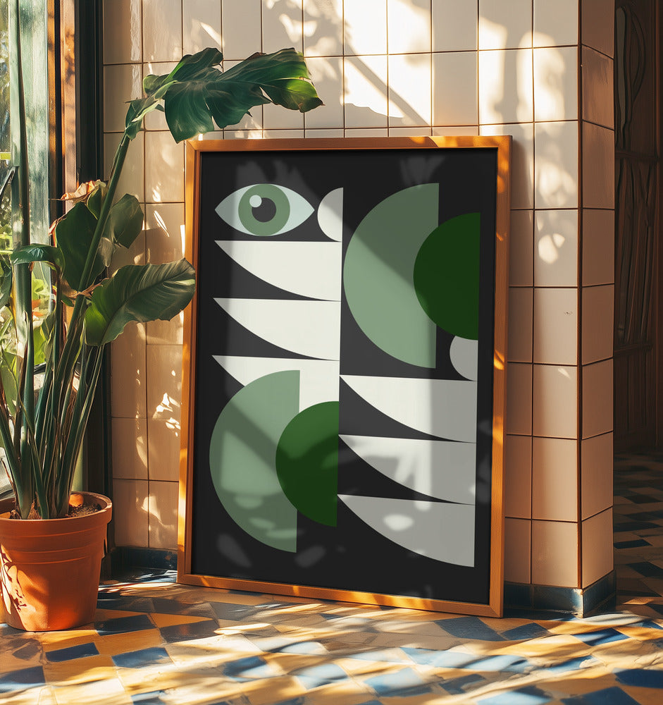 Mid Century Geometrical In Green | Poster