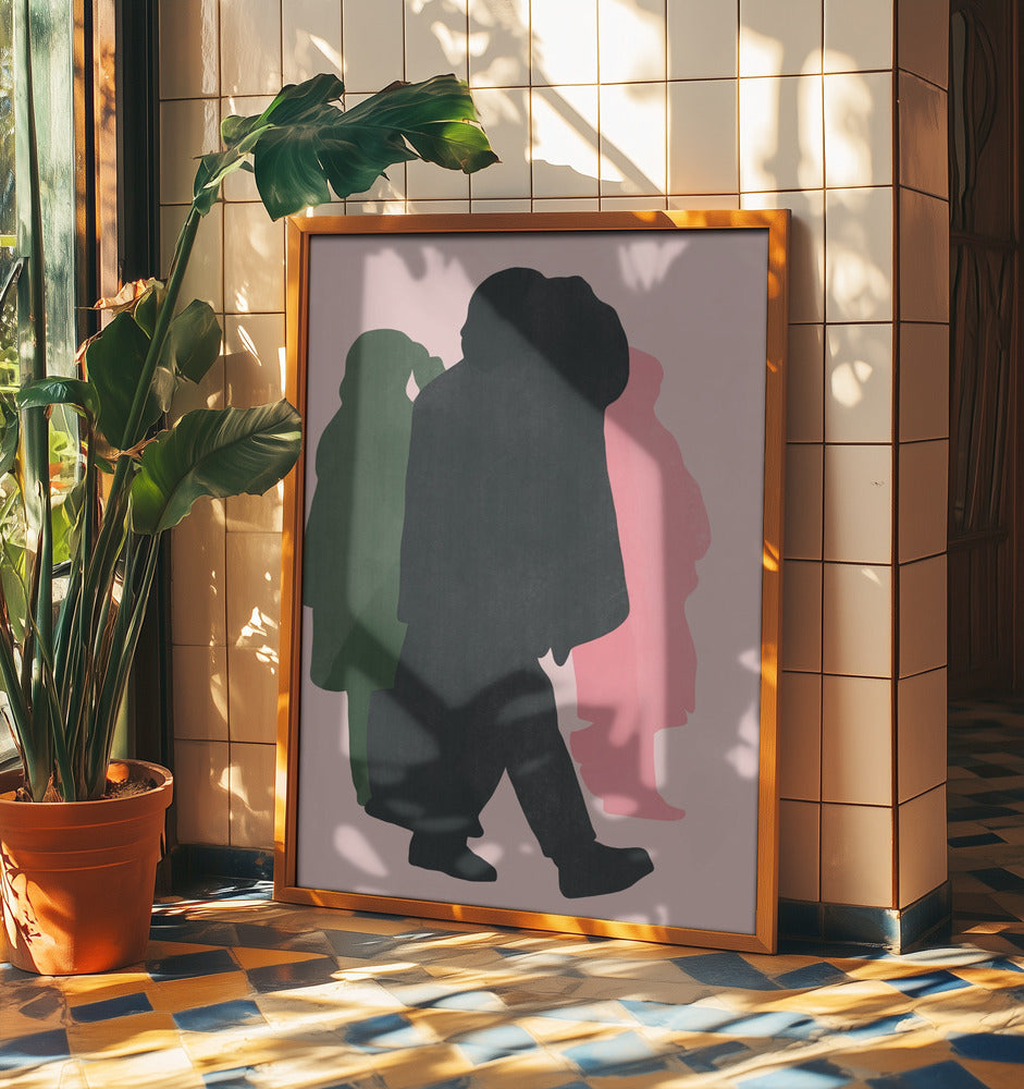 Colorful Silhouettes of Walking Figures | Poster
