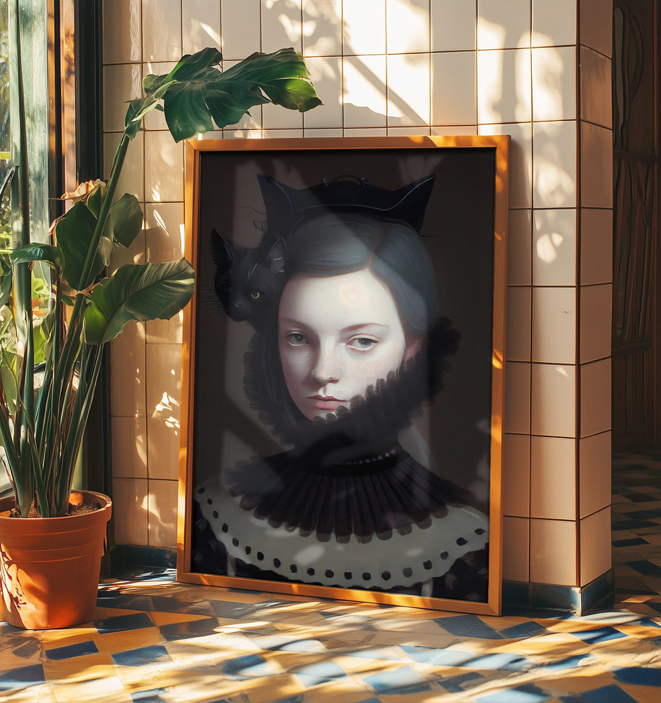 Fräulein Schwarzes Kätzchen | Poster - Kunstdruck