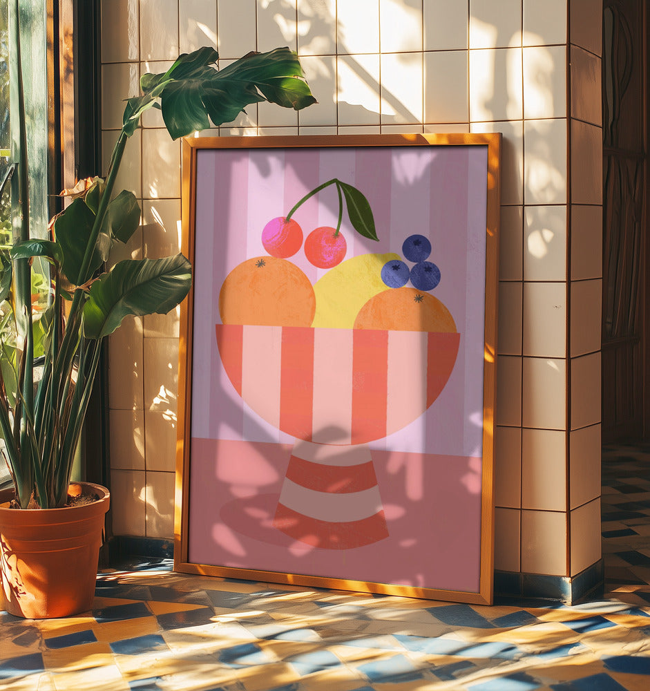 Obst in gestreifter Schale | Poster