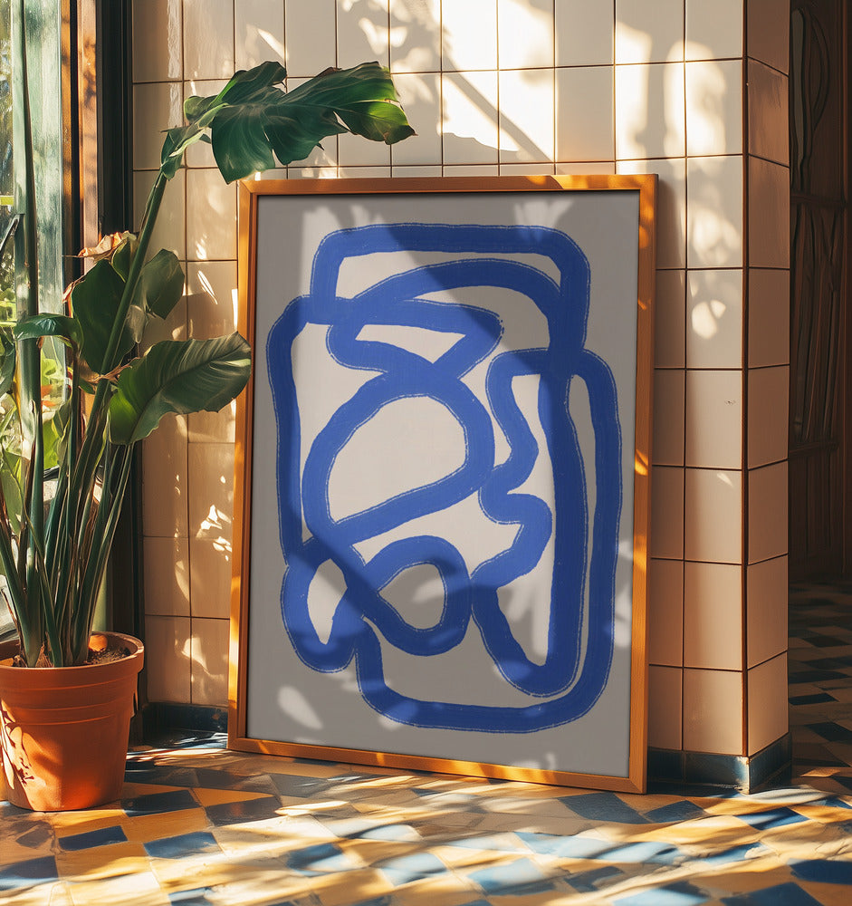 Line art in cobalt blue 04 | Poster