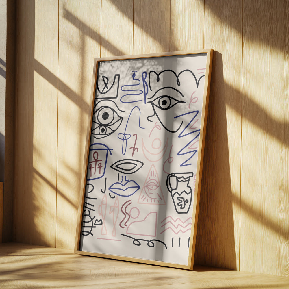 Line Art Cave Drawing | Poster