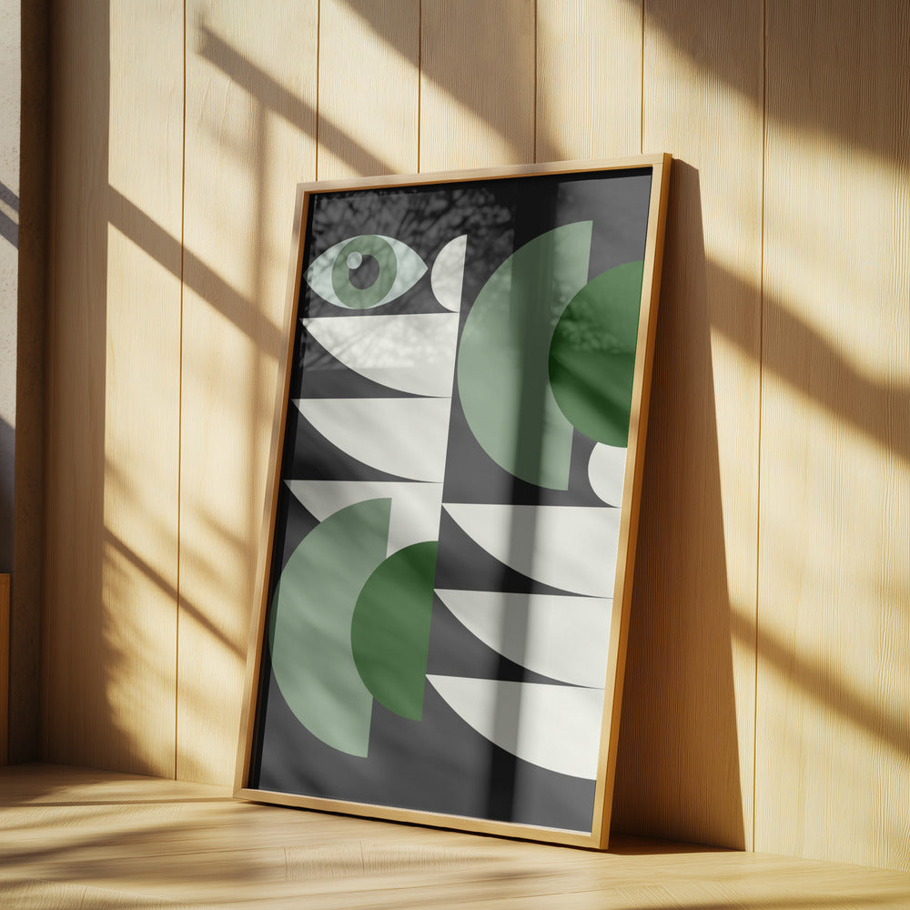 Mid Century Geometrical In Green | Poster