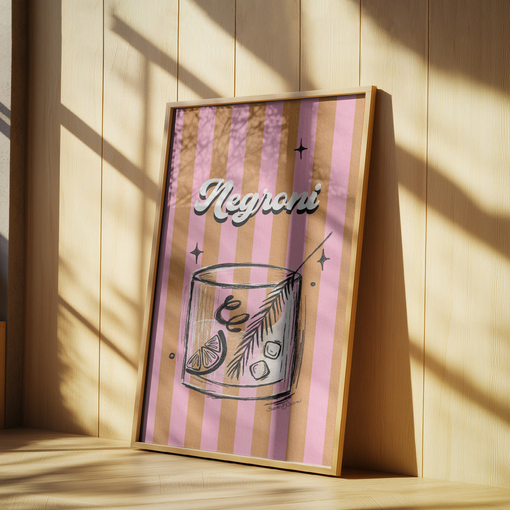 Negroni Drink on Stripes | Poster