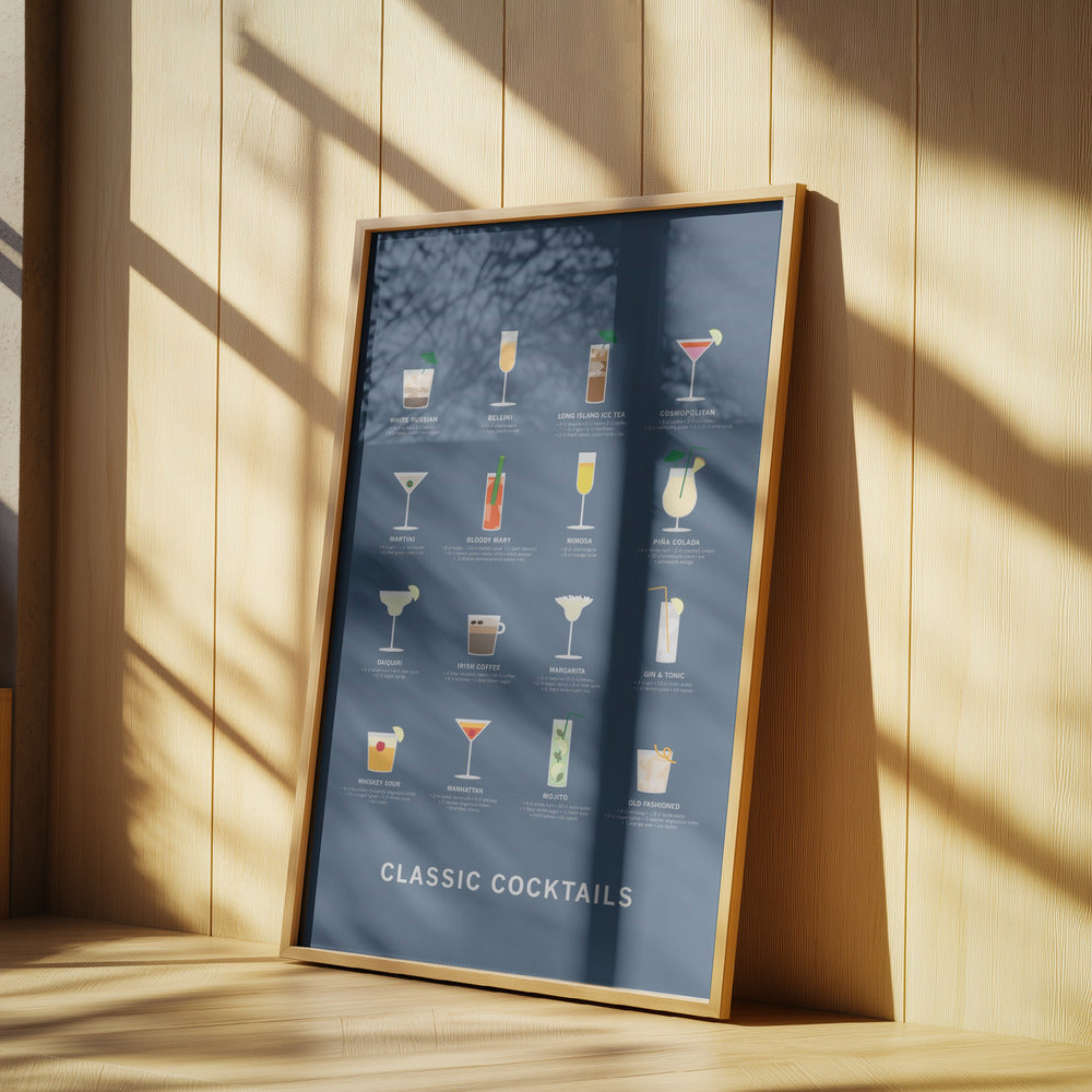 Klassische Cocktails Poster blau | Poster