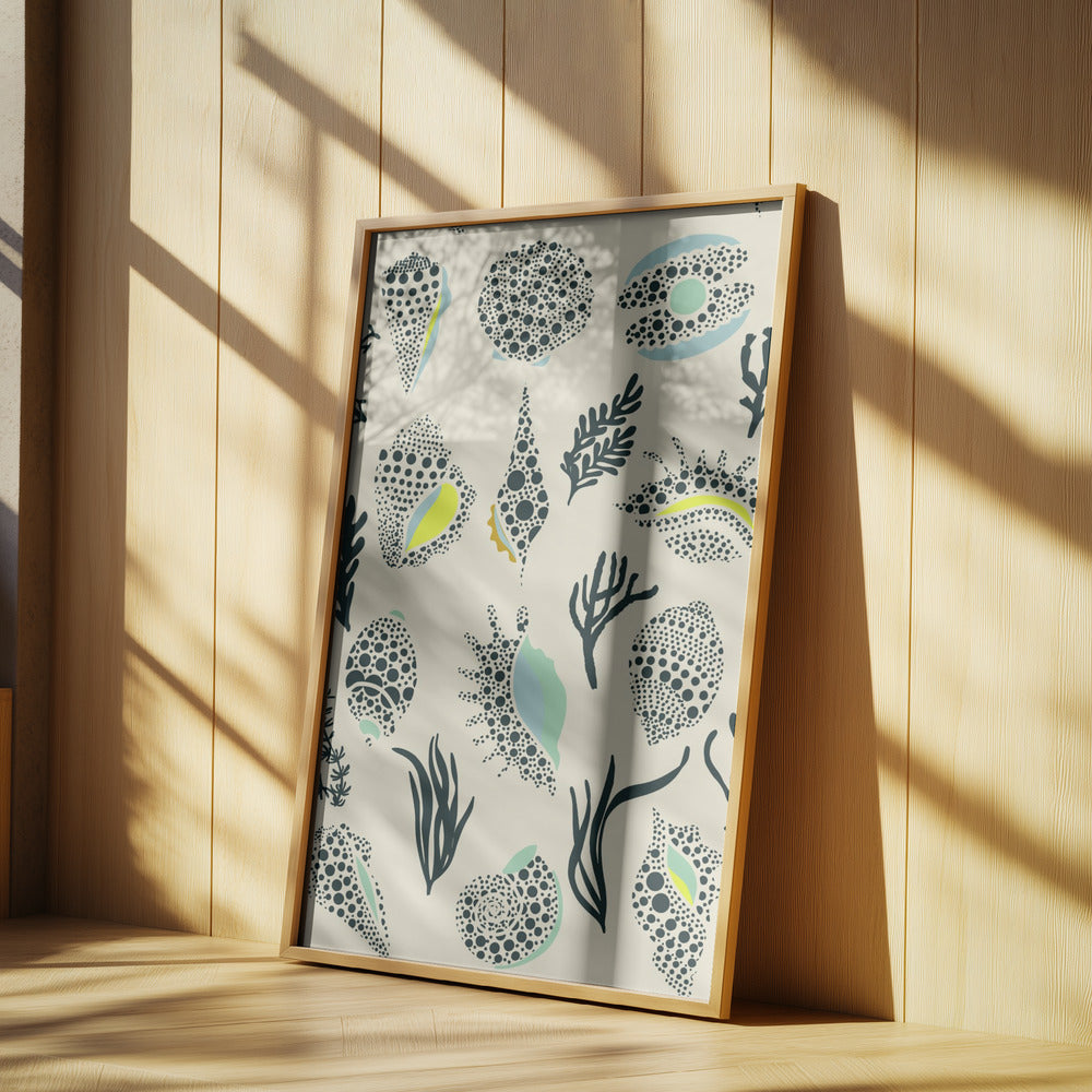 Ipanema beach seashells mint pattern | Poster
