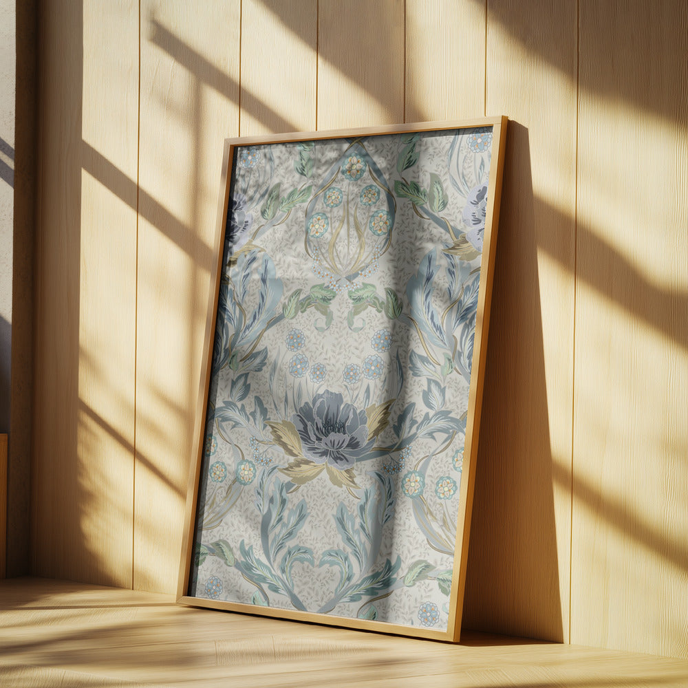 Floral Heritage Morris hazy blue tinted pattern | Poster