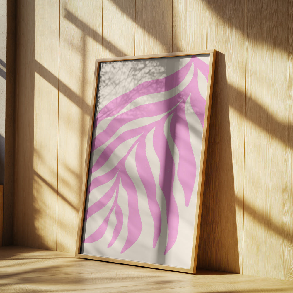 Pink Silhouette Textured Branch | Poster