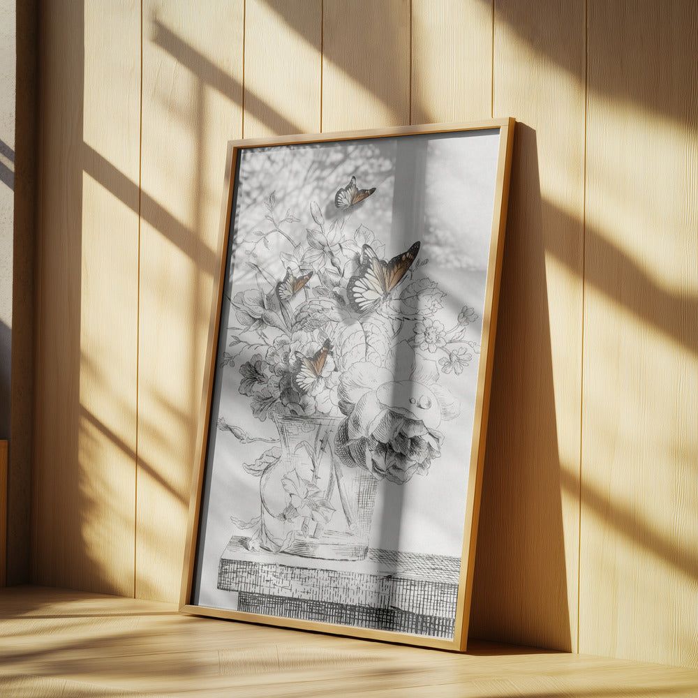 The Butterflies &amp; The Vase With Flowers | Poster