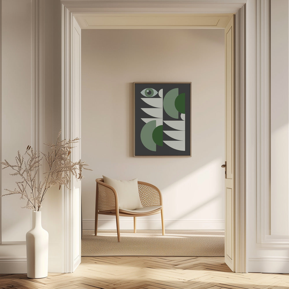 Mid Century Geometrical In Green | Poster
