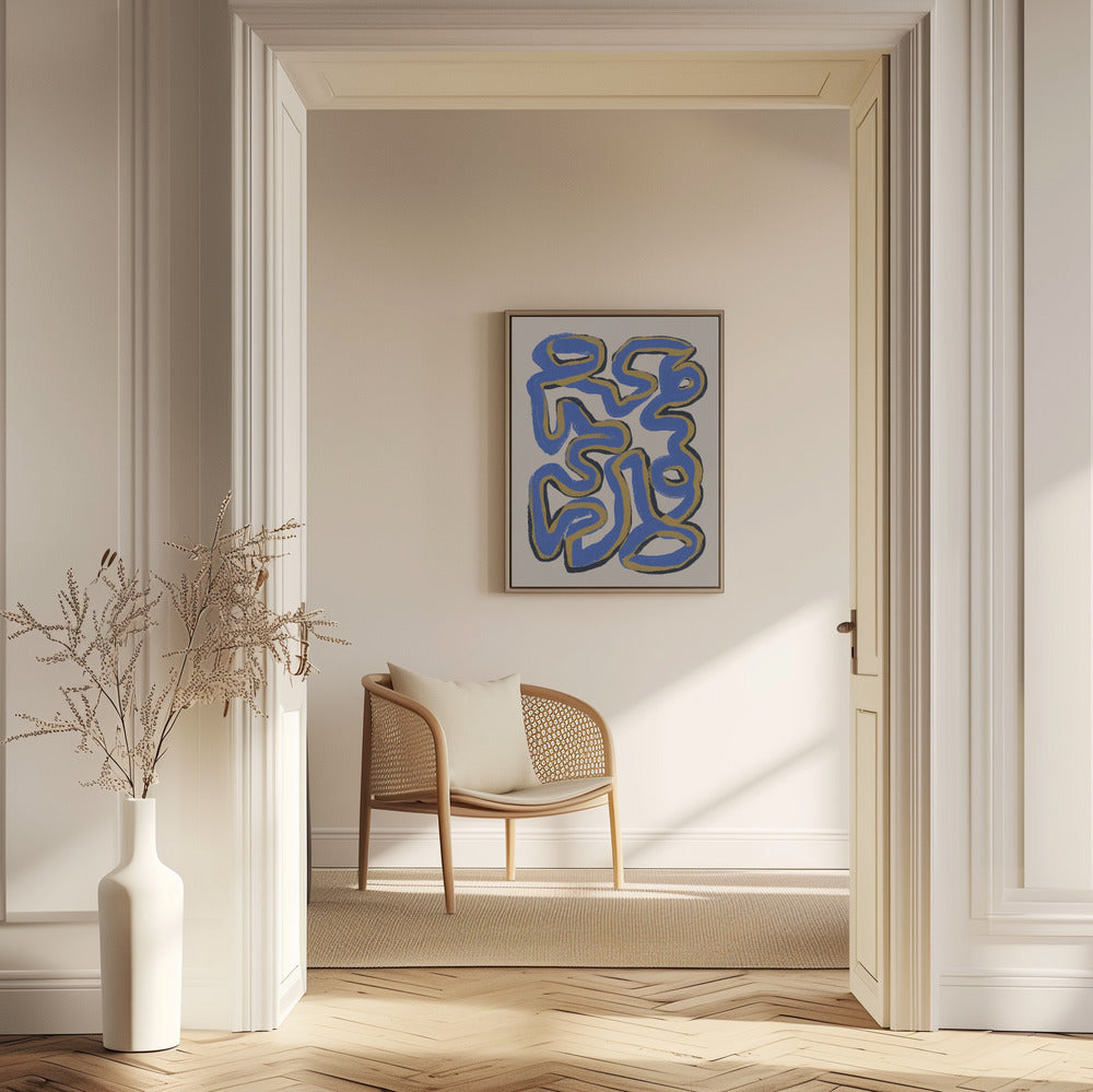 Intertwined Blue And Ochre Lines | Poster